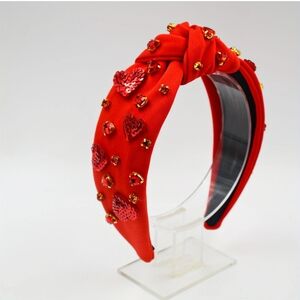 NWT Valentine's Day Heart headband top knot hearts gold red